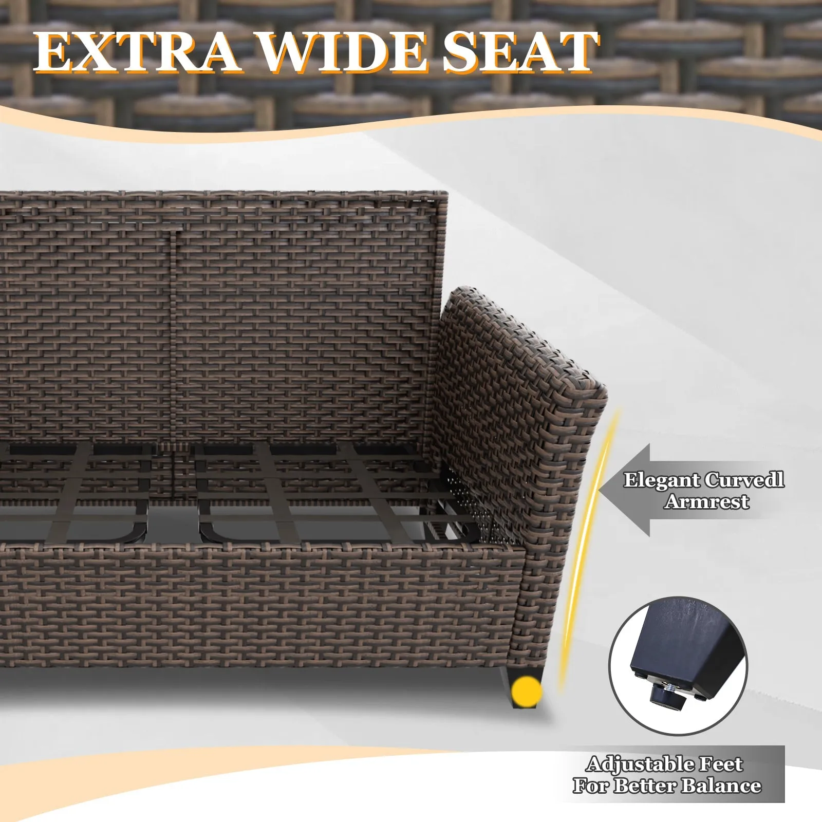 Ocean Vista Outdoor Wicker Patio Sofa Deep Cushions Rattan Loveseat