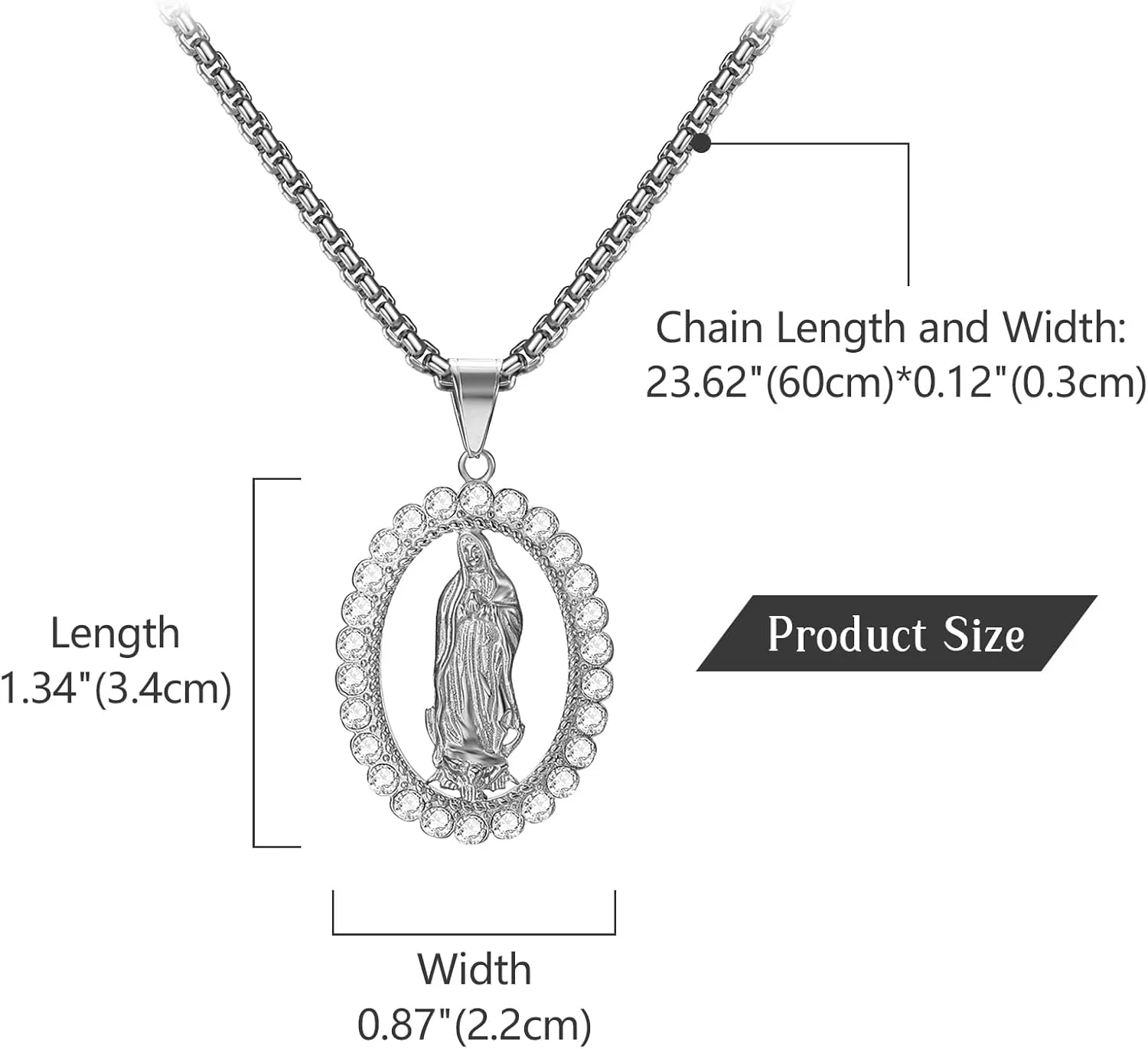 OIDEA Virgin Mary Necklace for Women: 18K Gold Plated Virgen De Guadalupe Necklace Our Lady of Guadalupe Necklace Religious Pendant Christian Jewelry Gift
