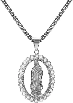 OIDEA Virgin Mary Necklace for Women: 18K Gold Plated Virgen De Guadalupe Necklace Our Lady of Guadalupe Necklace Religious Pendant Christian Jewelry Gift