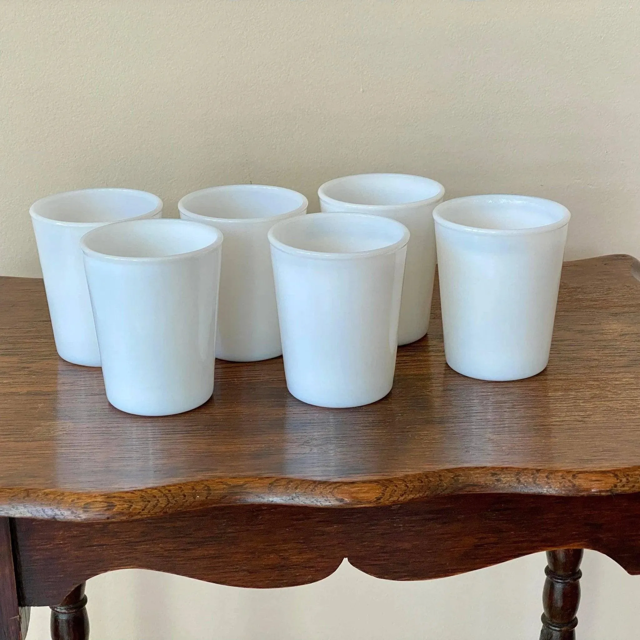 Opalescent-white Milk Glass Tumblers - Vintage