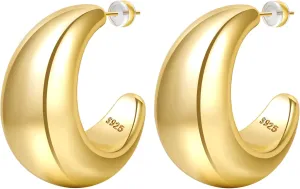 PABBEU WaterDrop Earring Dupes - Chunky Gold Hoop Earrings, Lightweight 14k Hypoallergenic Thick Open Big Hoops Jewelry for Women