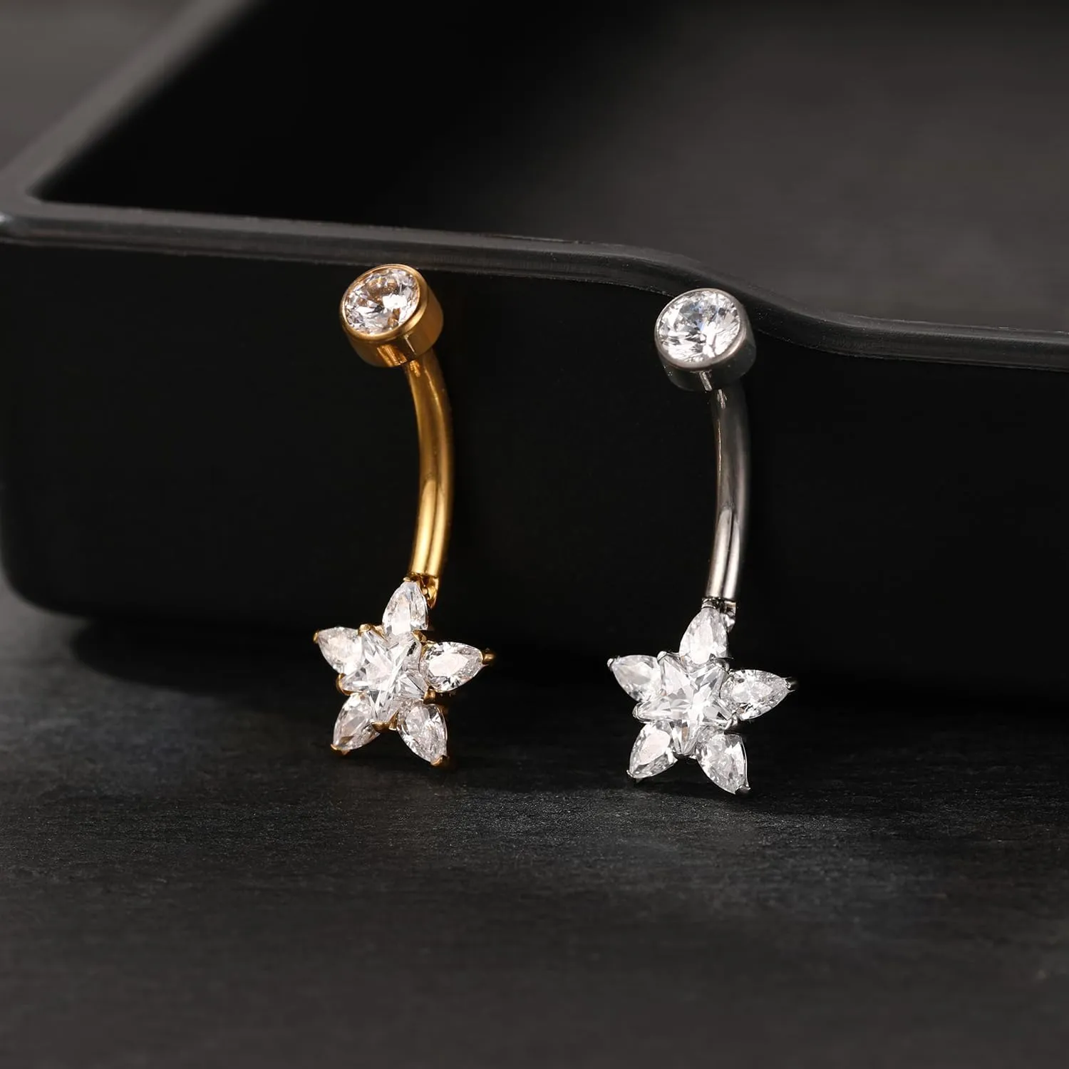 PEAKLINK 14G Titanium Belly Jewelry Internally Threaded Curved Belly Barbell Silver Gold Navel Piercing Jewelry 10 mm