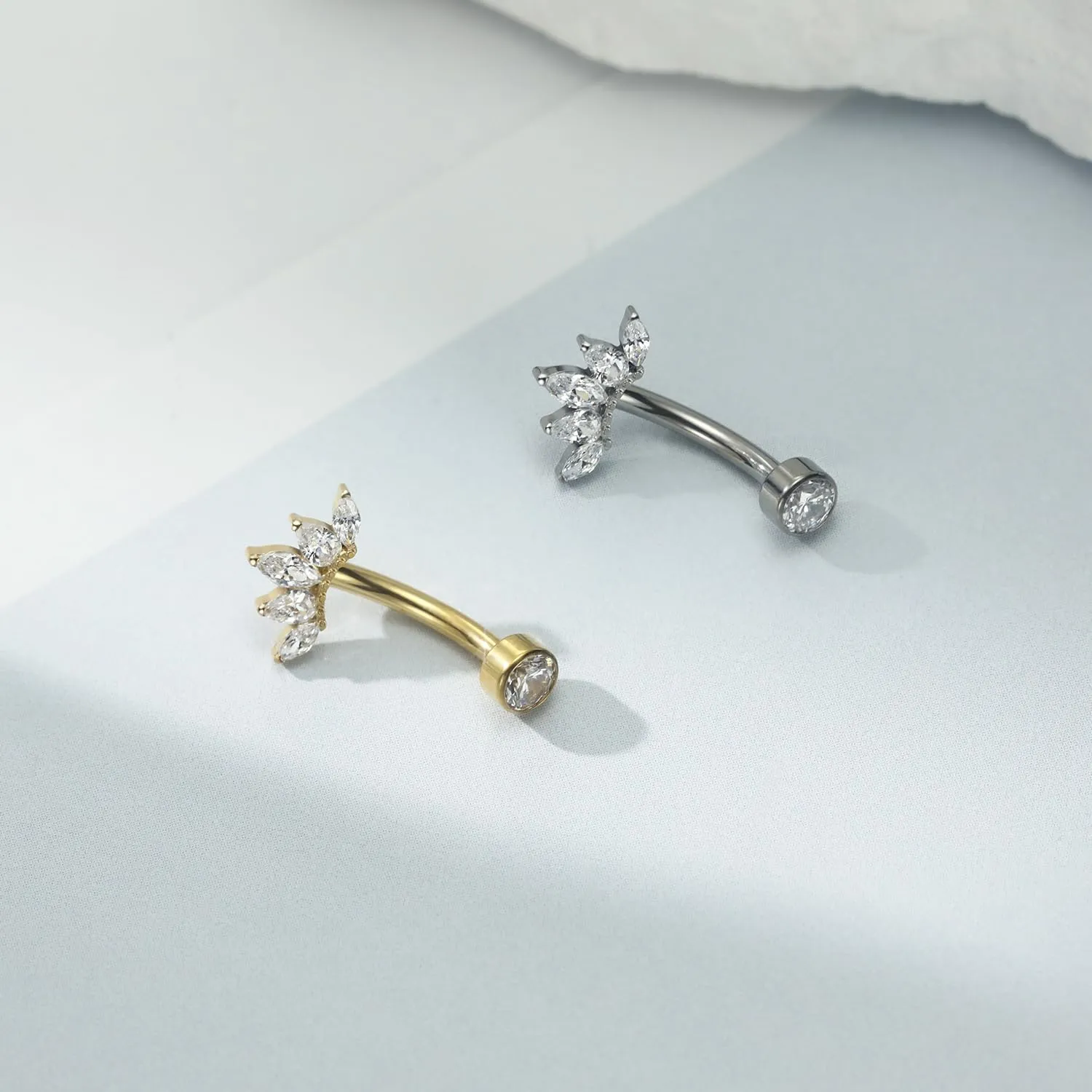 PEAKLINK 14G Titanium Belly Jewelry Internally Threaded Curved Belly Barbell Silver Gold Navel Piercing Jewelry 10 mm