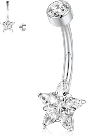 PEAKLINK 14G Titanium Belly Jewelry Internally Threaded Curved Belly Barbell Silver Gold Navel Piercing Jewelry 10 mm