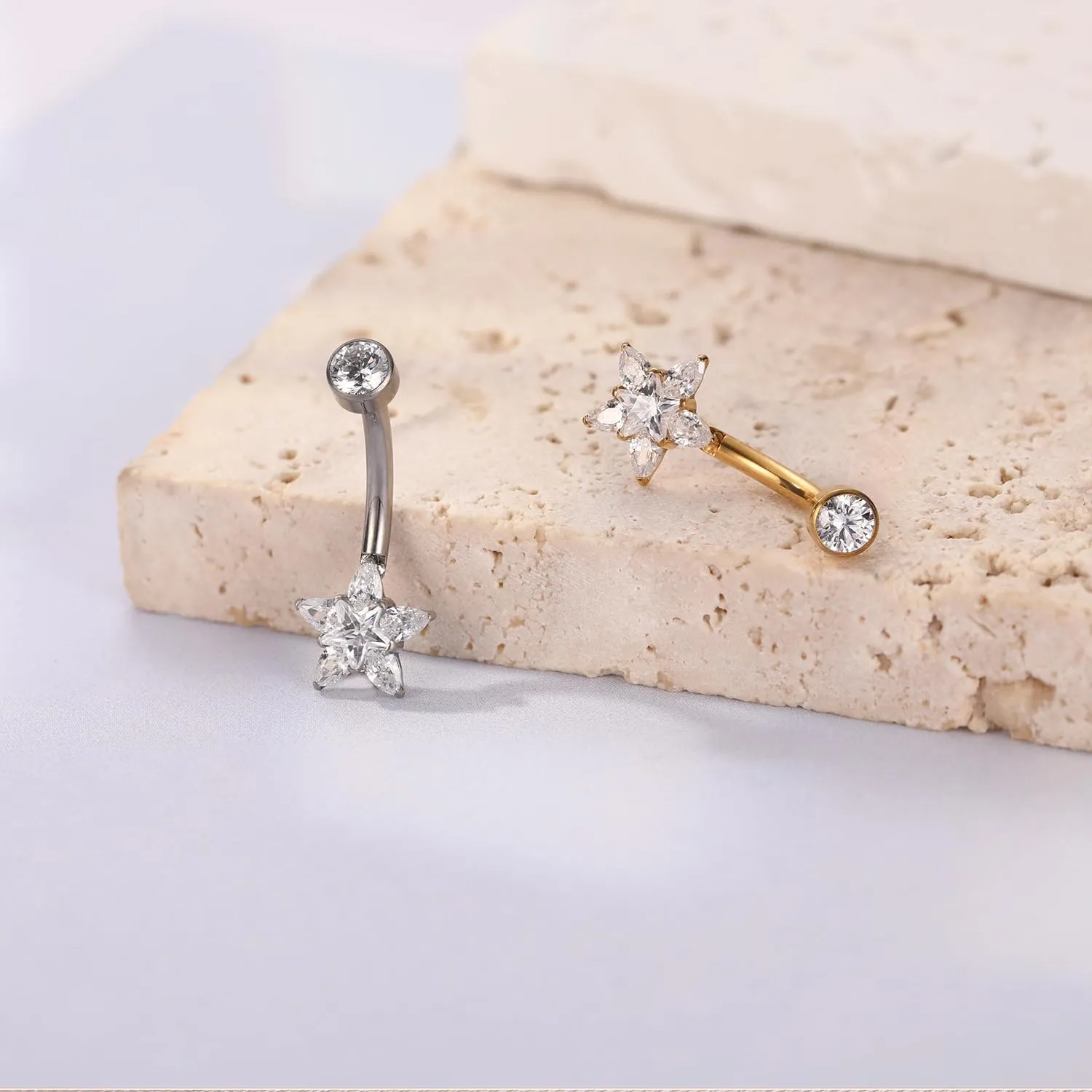 PEAKLINK 14G Titanium Belly Jewelry Internally Threaded Curved Belly Barbell Silver Gold Navel Piercing Jewelry 10 mm