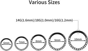 PEAKLINK 16G 18G 316L Stainless Steel CZ/OPAL Septum Piercing Septum Clicker Ring Hinged Nose Ring Daith Earrings Conch Piercing Jewelry Helix Cartilage Tragus Lobe Belly Hoop Earring