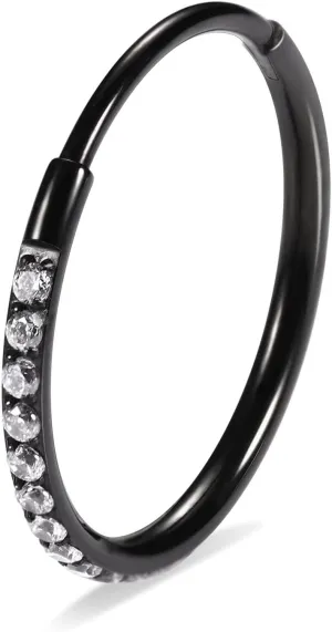 PEAKLINK 20G 18G 16G 14G CZ/Opal Stainless Steel Seamless Hinged Segment Clicker Ring Septum Conch Helix Cartilage Nose Ring Piercing 6/7/8//9/10/12mm