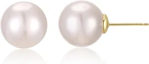 Pearl Stud Earrings for Women, Round Stud White Simulated Shell Pearl Earrings Hypoallergenic Jewelry for Her