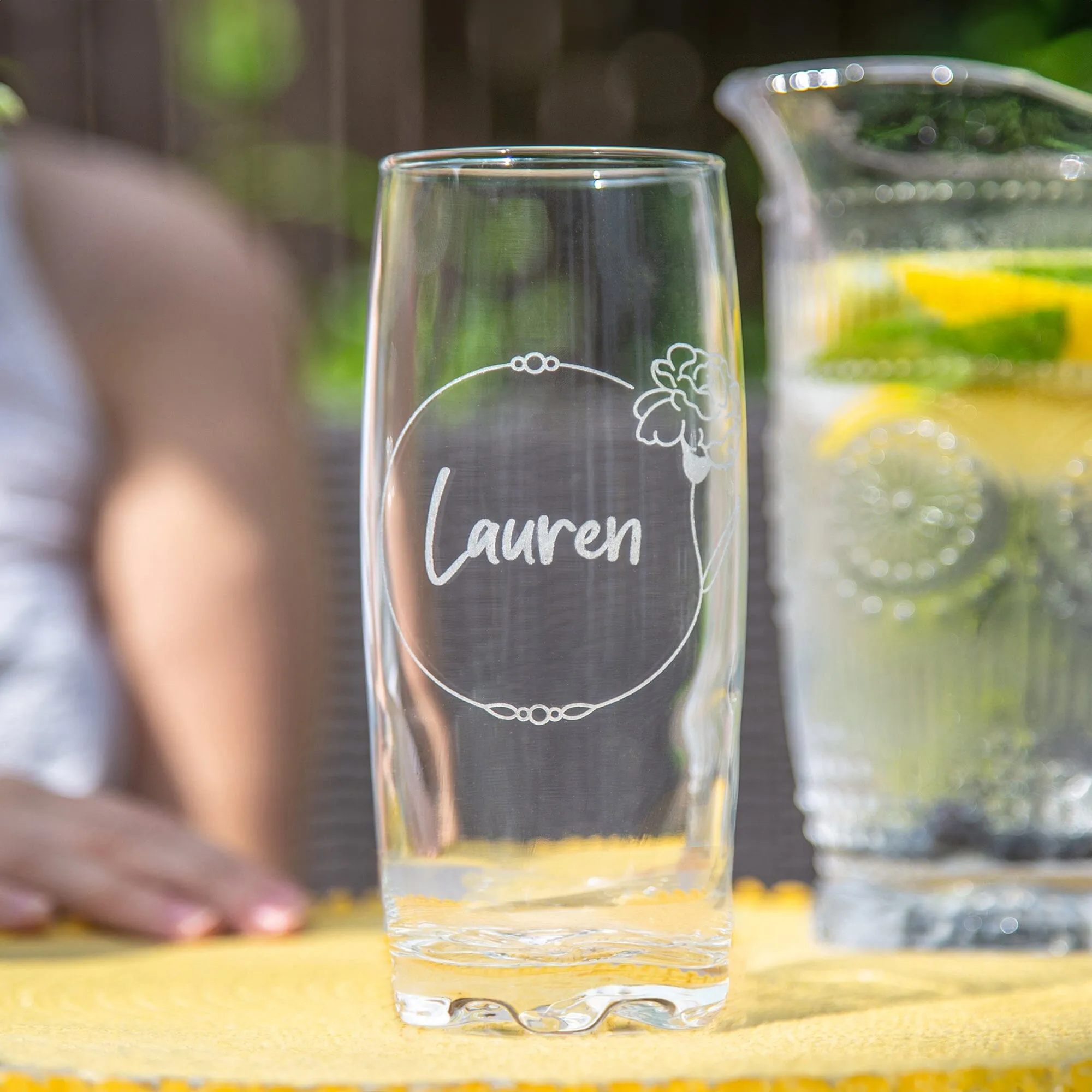 Personalised Birth Flower Hi Ball Glass Tumbler