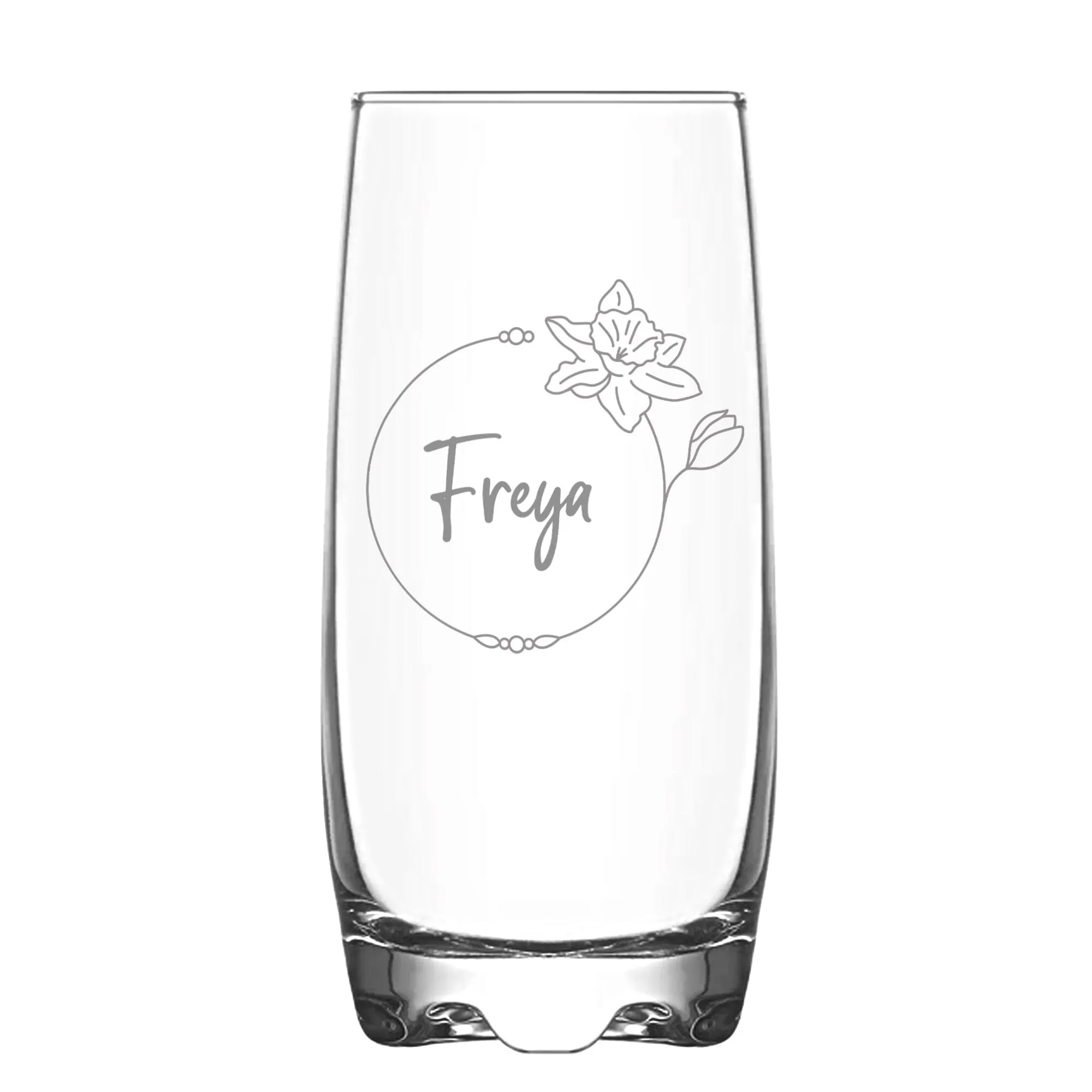 Personalised Birth Flower Hi Ball Glass Tumbler