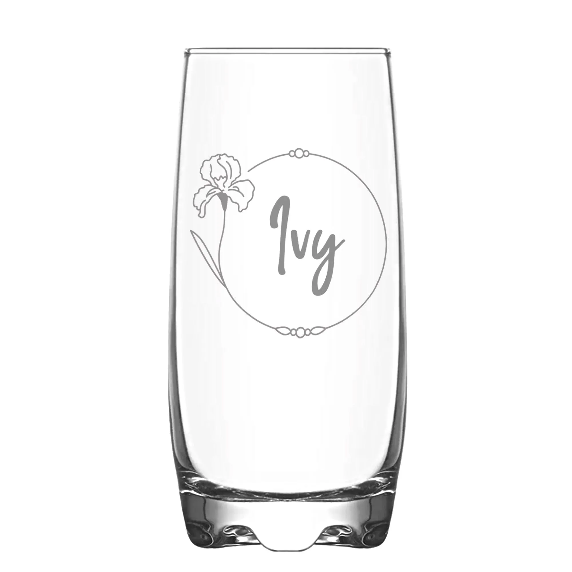 Personalised Birth Flower Hi Ball Glass Tumbler
