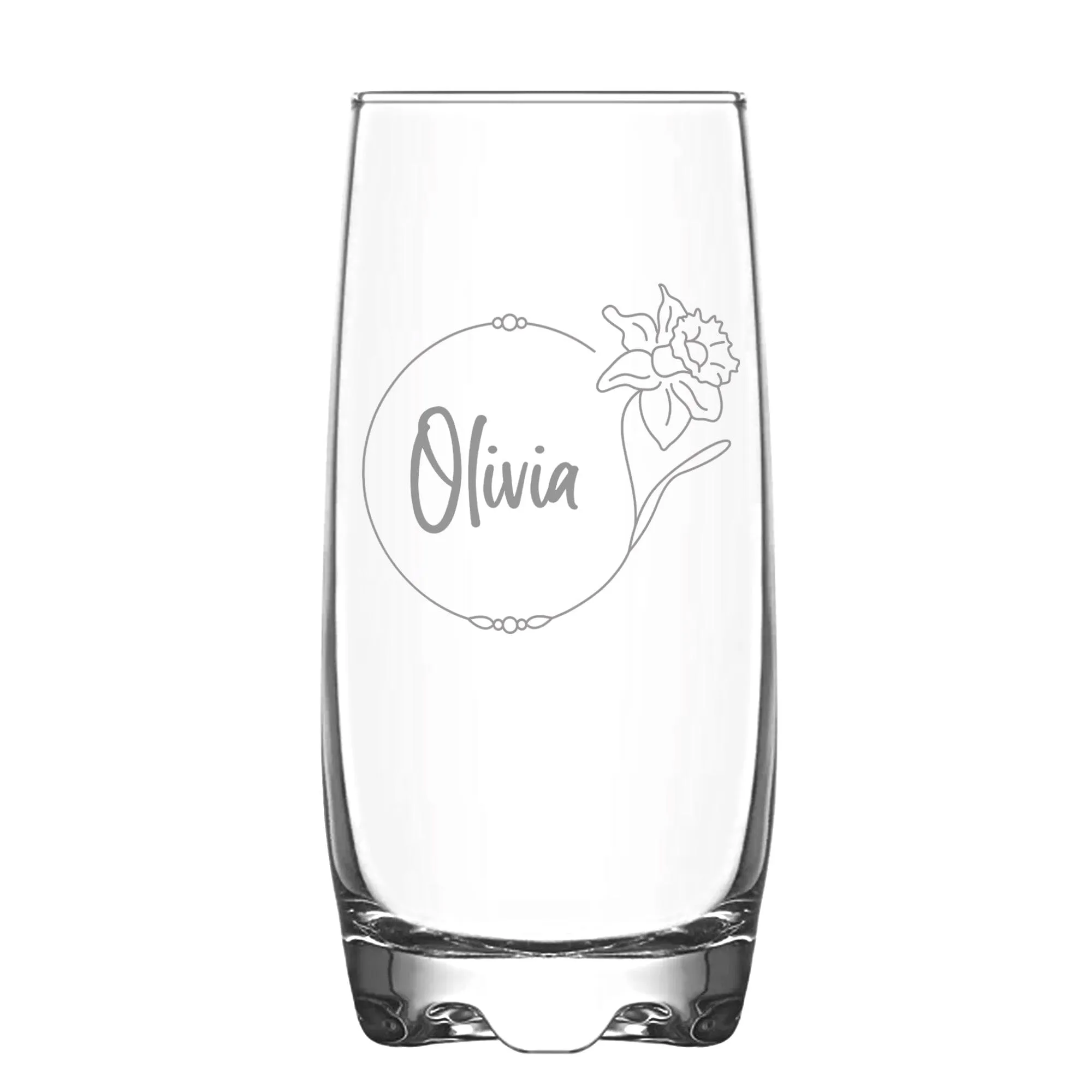 Personalised Birth Flower Hi Ball Glass Tumbler
