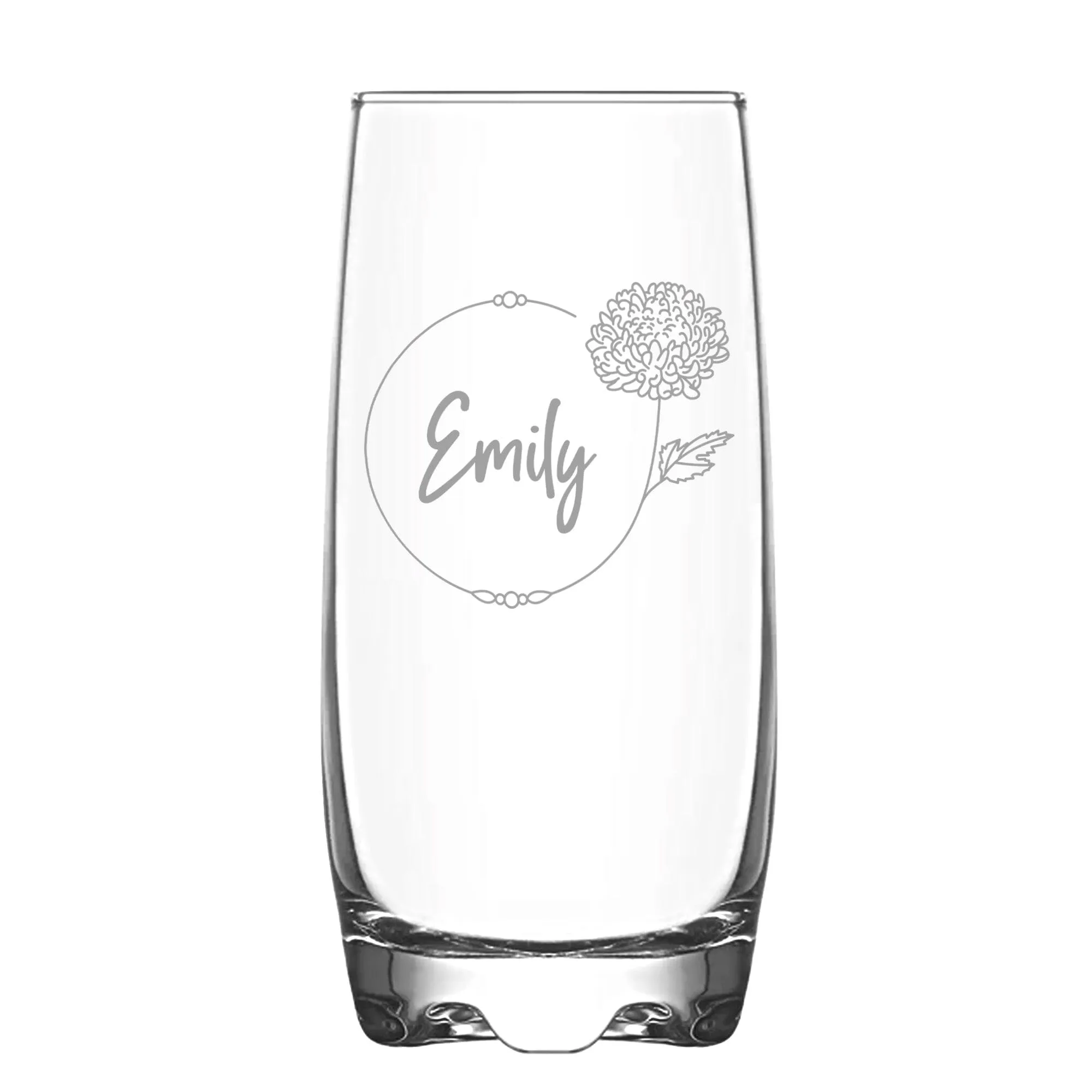 Personalised Birth Flower Hi Ball Glass Tumbler