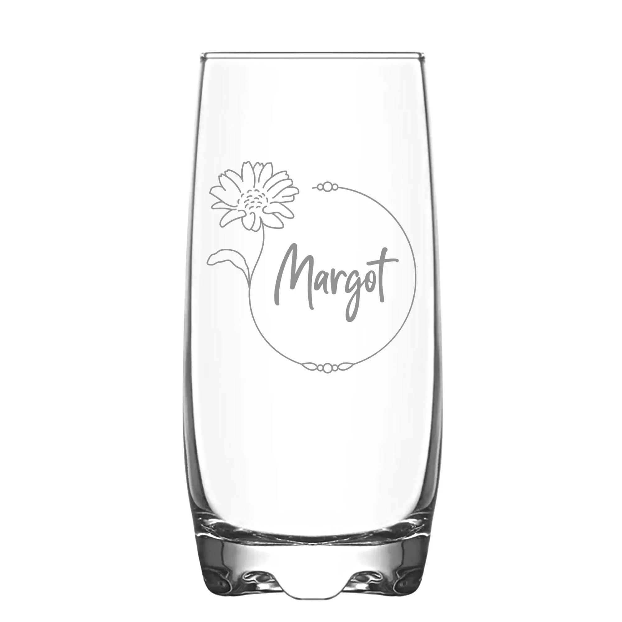 Personalised Birth Flower Hi Ball Glass Tumbler