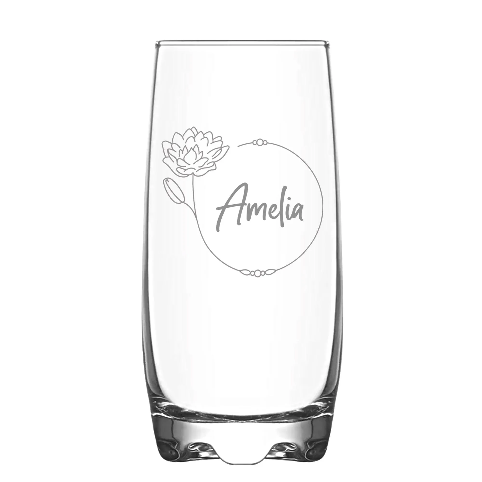 Personalised Birth Flower Hi Ball Glass Tumbler
