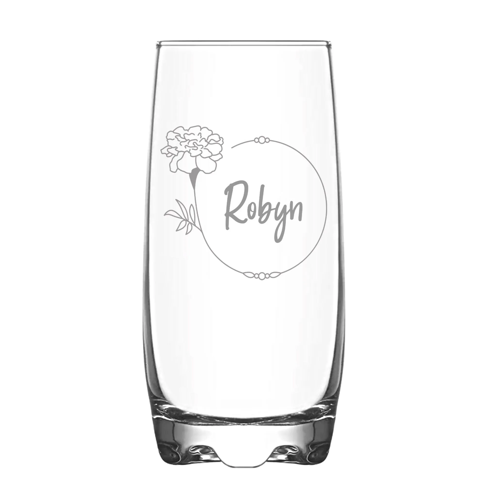 Personalised Birth Flower Hi Ball Glass Tumbler