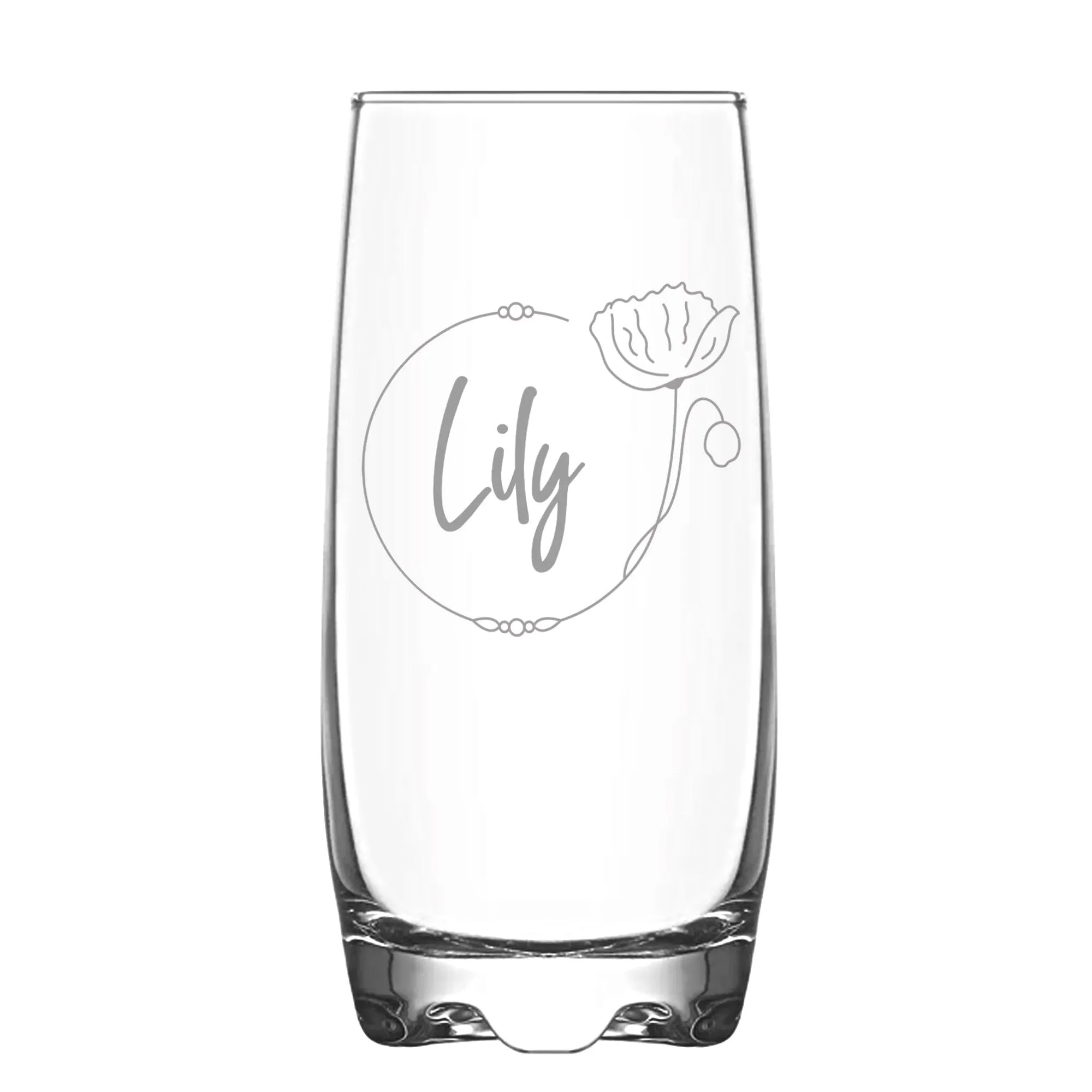 Personalised Birth Flower Hi Ball Glass Tumbler