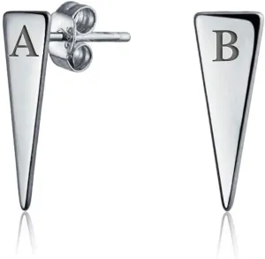 Personalized Minimalist Initial Alphabet A-Z Geometric Triangle Arrow Tiny Stud Earrings For Women For Teen 14K Gold Plated .925 Sterling Silver