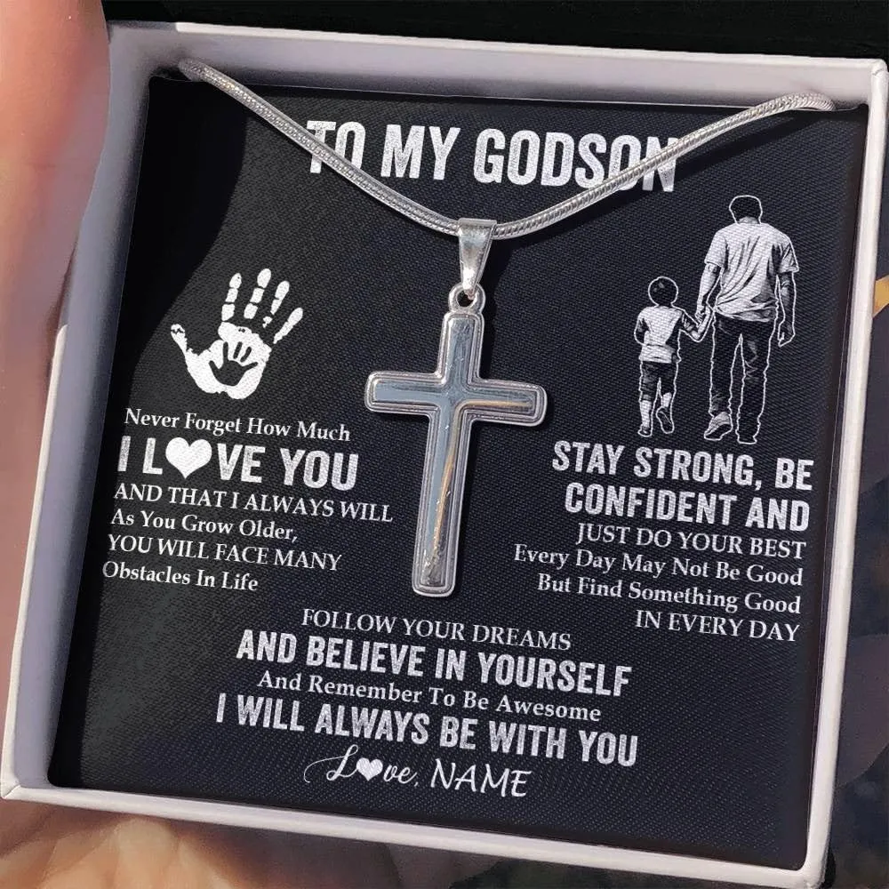 Personalized To My Godson Necklace From Godmother Uncle Aunt You Will Never Lose Lion Godson Birthday Graduation Christmas Customized Gift Box Message Card