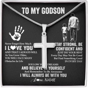 Personalized To My Godson Necklace From Godmother Uncle Aunt You Will Never Lose Lion Godson Birthday Graduation Christmas Customized Gift Box Message Card