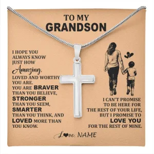 Personalized To My Grandson Necklace From Grandma Grandpa I Close My Eyes Wolf Grandson Birthday Gifts Graduation Christmas Customized Gift Box Message Card