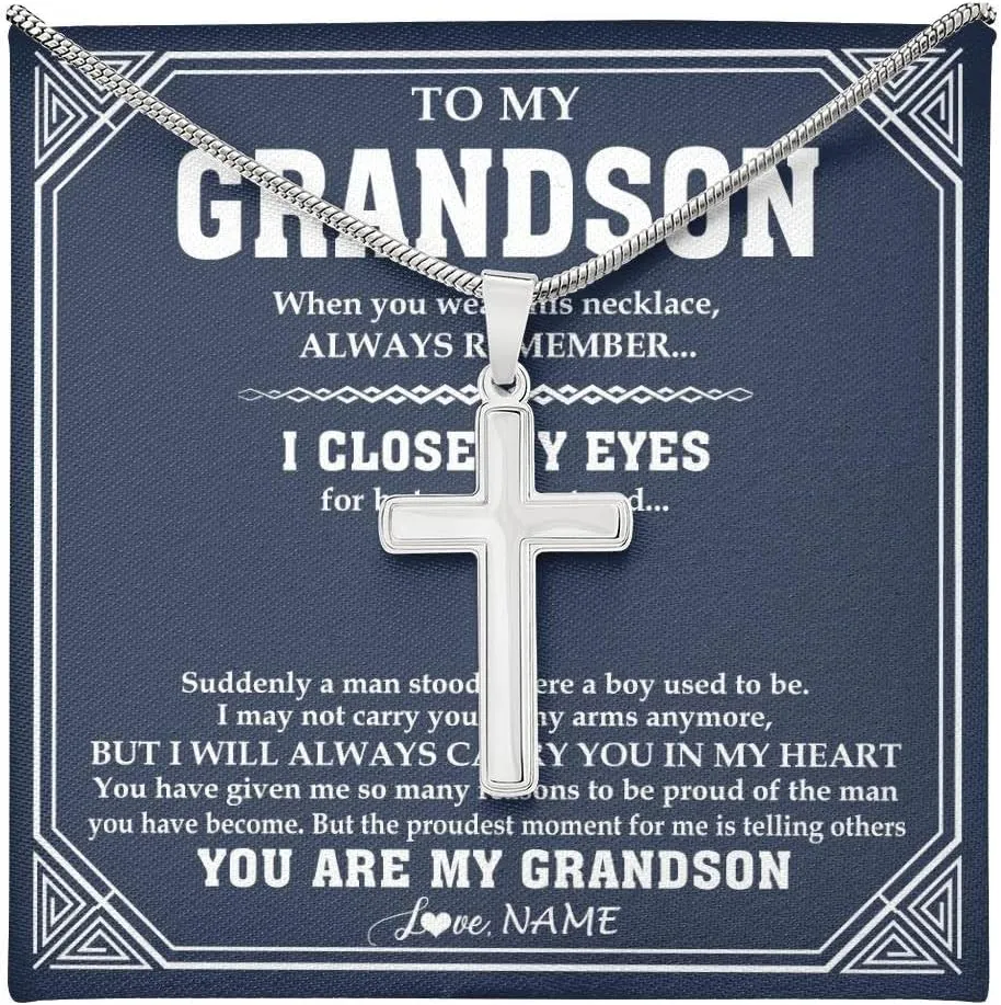 Personalized To My Grandson Necklace From Grandma Papa You Will Never Lose Lion Grandson Birthday Graduation Christmas Customized Gift Box Message Card