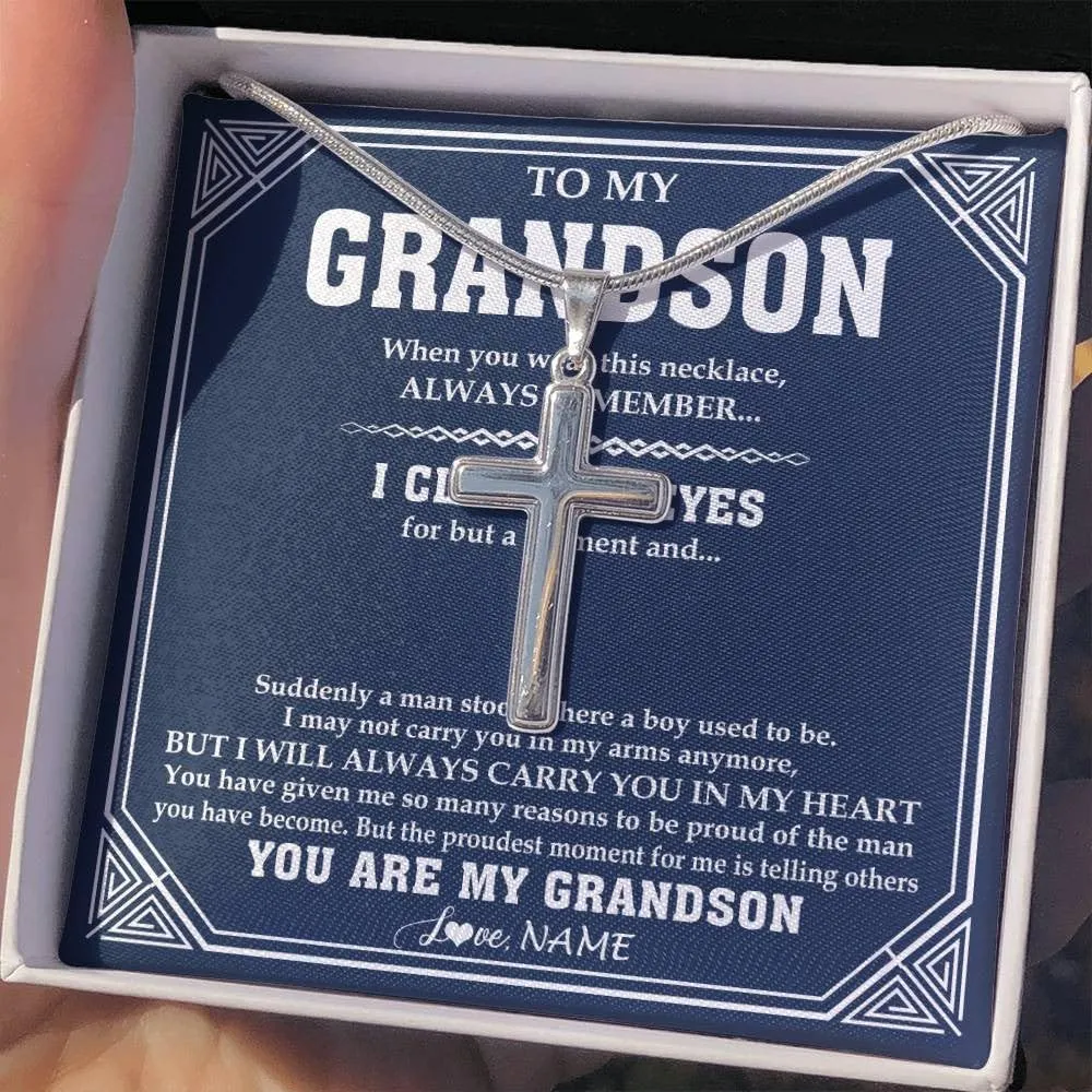 Personalized To My Grandson Necklace From Grandma Papa You Will Never Lose Lion Grandson Birthday Graduation Christmas Customized Gift Box Message Card