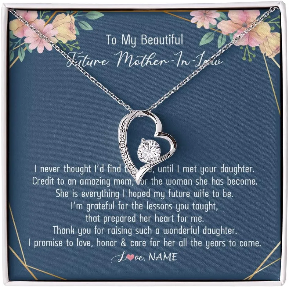 Personalized To My Mother In Law Necklace From Daughter In Law Thank You Mother Of The Groom Jewelry Birthday Mothers Day Christmas Customized Message Card