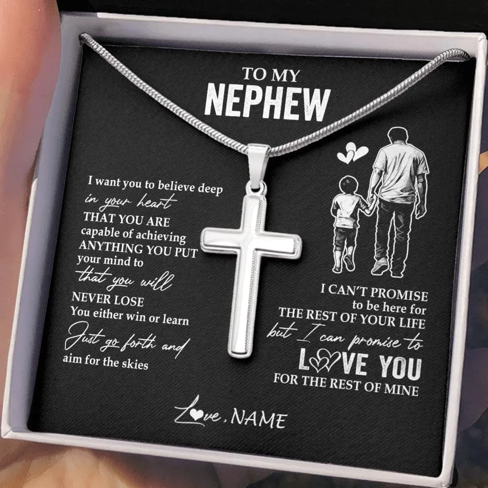 Personalized To My Nephew Necklace From Aunt Uncle I Close My Eyes Wolf Nephew Birthday Gifts Graduation Christmas Customized Gift Box Message Card