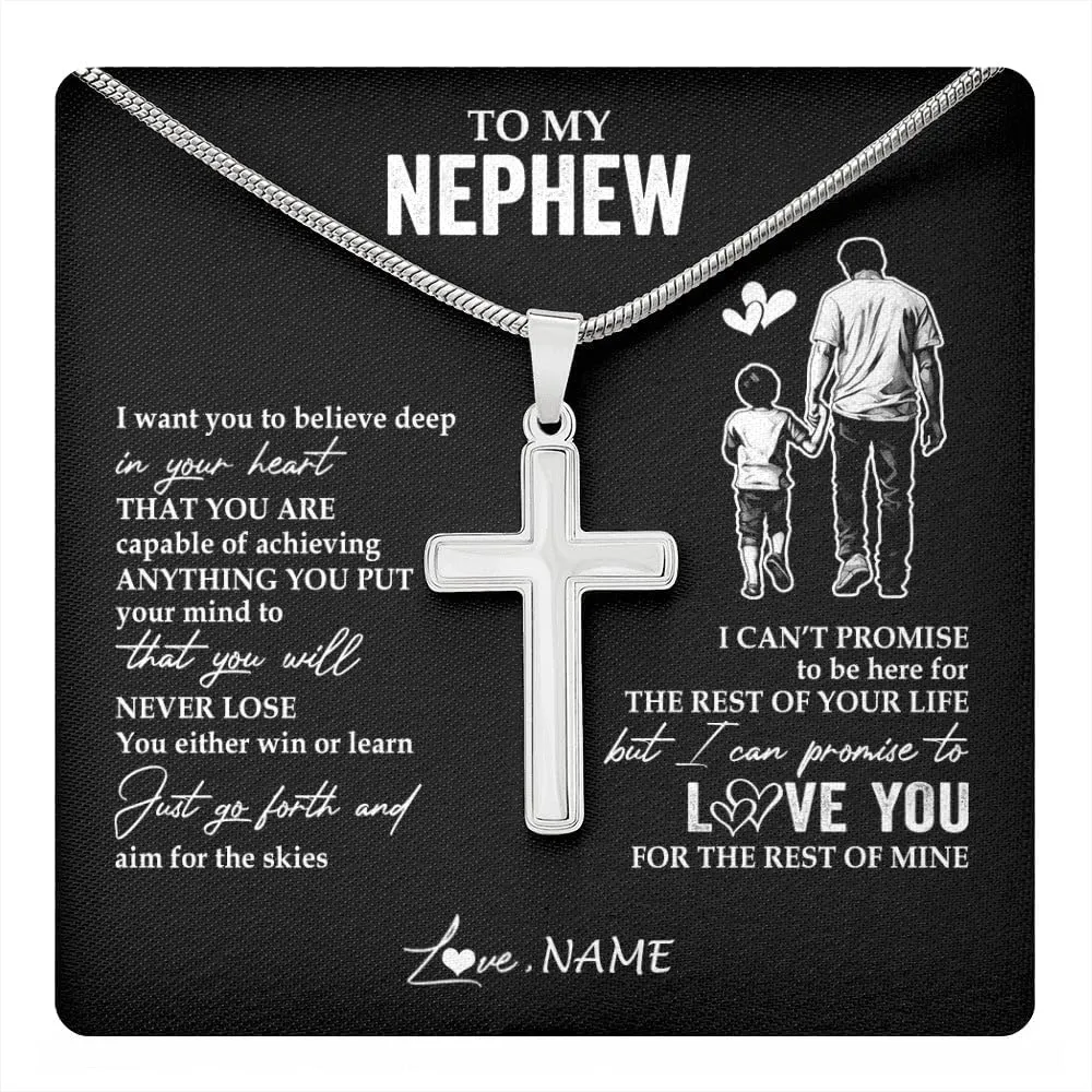 Personalized To My Nephew Necklace From Aunt Uncle I Close My Eyes Wolf Nephew Birthday Gifts Graduation Christmas Customized Gift Box Message Card