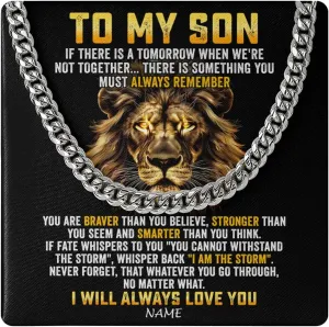 Personalized To My Son Necklace from Dad Father Never Forget I Love You Lion Son Birthday Graduation Christmas Jewelry Customized Gift Box Message Card