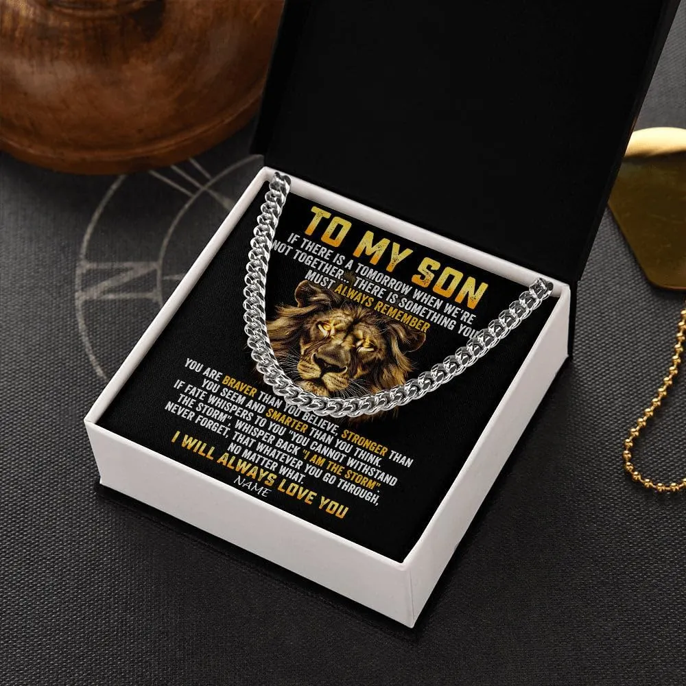 Personalized To My Son Necklace from Dad Father Never Forget I Love You Lion Son Birthday Graduation Christmas Jewelry Customized Gift Box Message Card