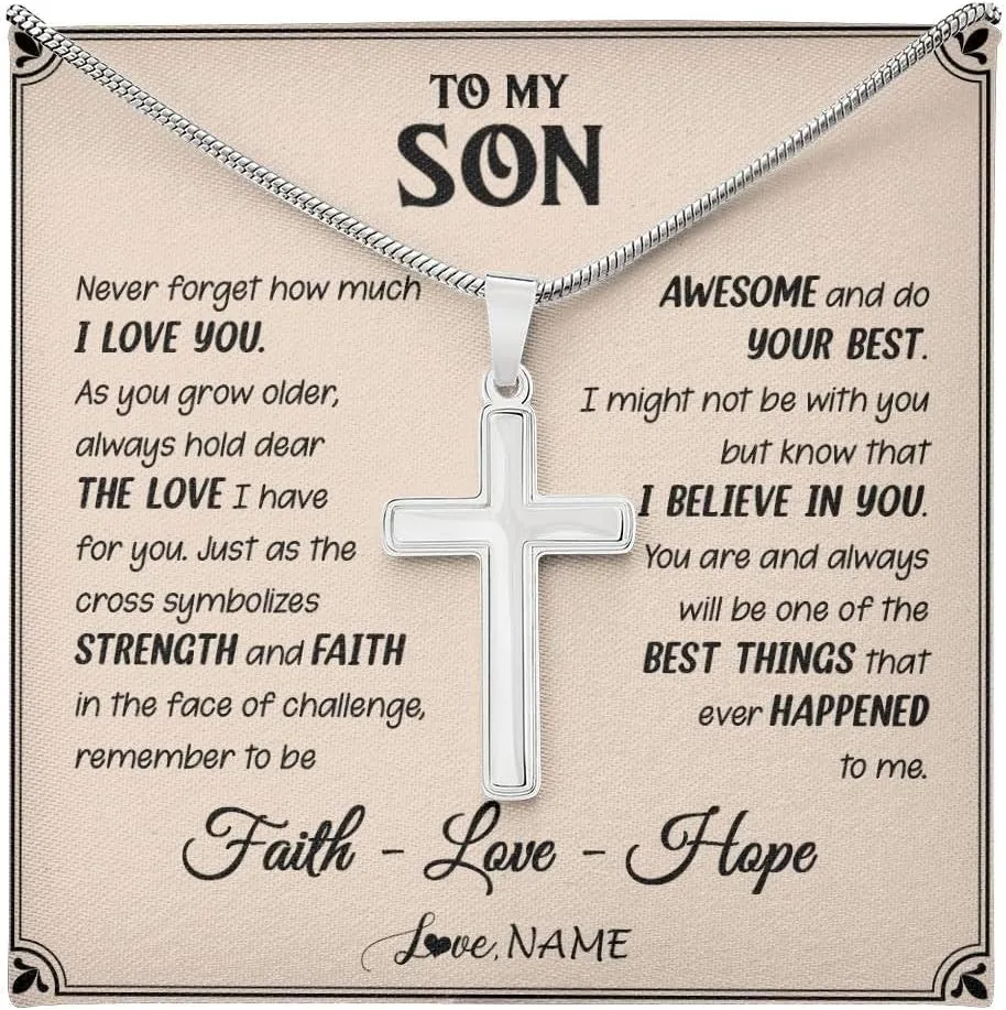 Personalized To My Son Necklace From Mom Dad Mother Father You Will Never Lose Lion Son Birthday Graduation Christmas Customized Gift Box Message Card
