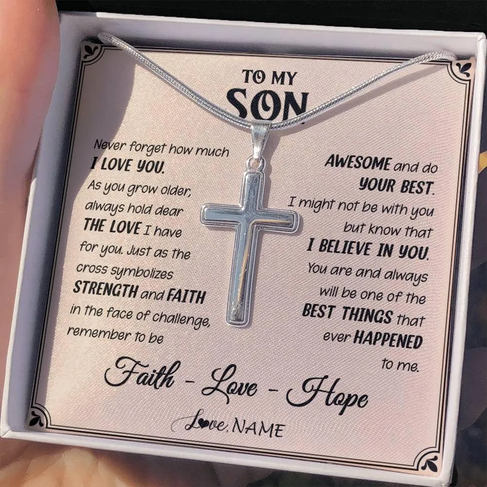 Personalized To My Son Necklace From Mom Dad Mother Father You Will Never Lose Lion Son Birthday Graduation Christmas Customized Gift Box Message Card