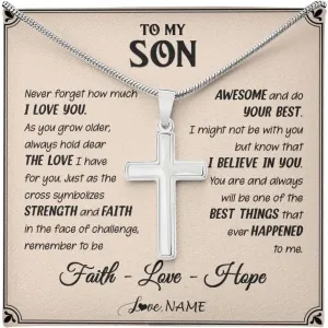 Personalized To My Son Necklace From Mom Dad Mother Father You Will Never Lose Lion Son Birthday Graduation Christmas Customized Gift Box Message Card