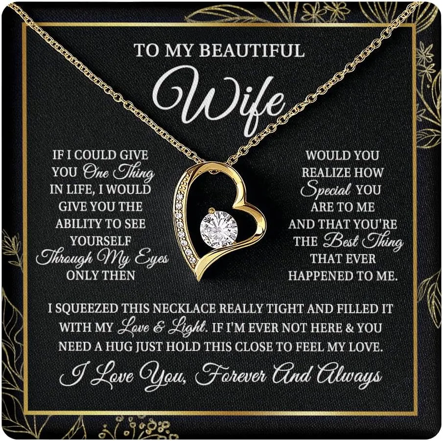 Personalized To My Wife Necklace From Husband I Love You More Wife Birthday Anniversary Wedding Valentines Christmas Customized Message Card