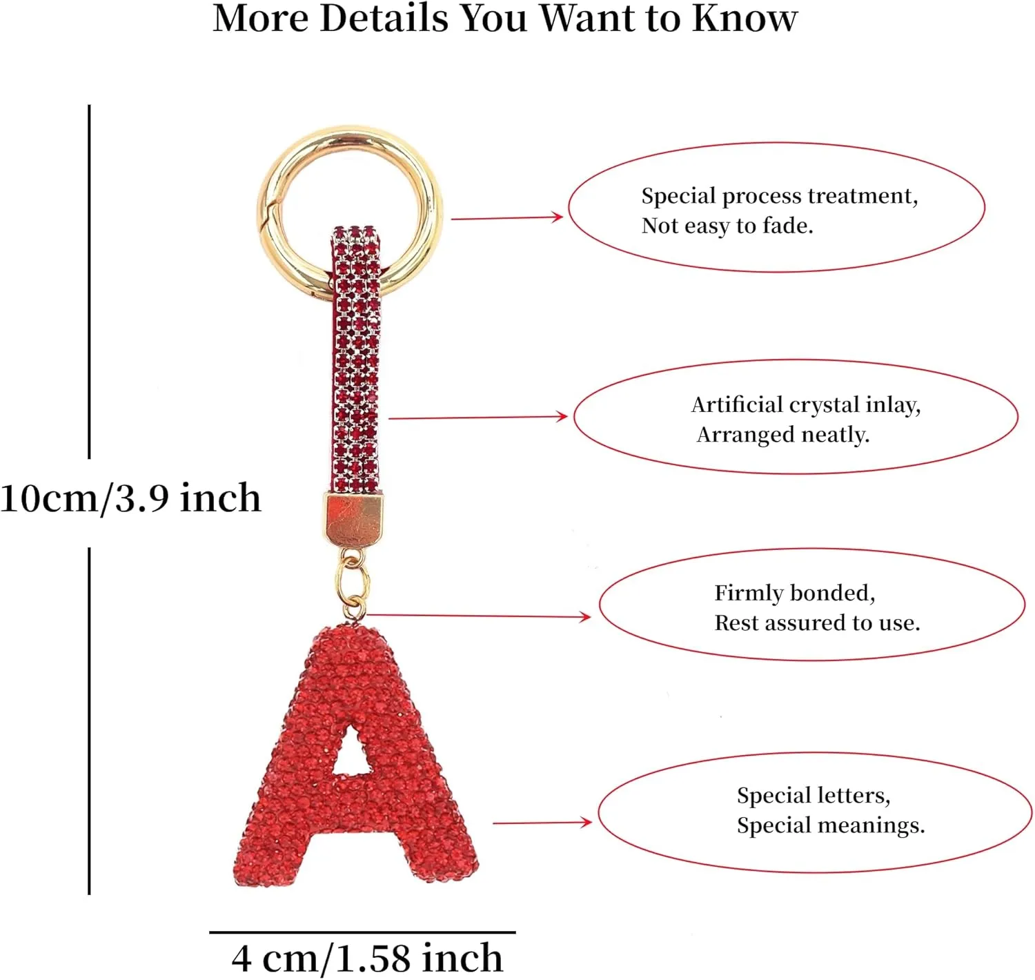 Pink Initial Letter Keychain Gift for Women Girls Bling Sparkly Cute Backpack Car Key Accessories