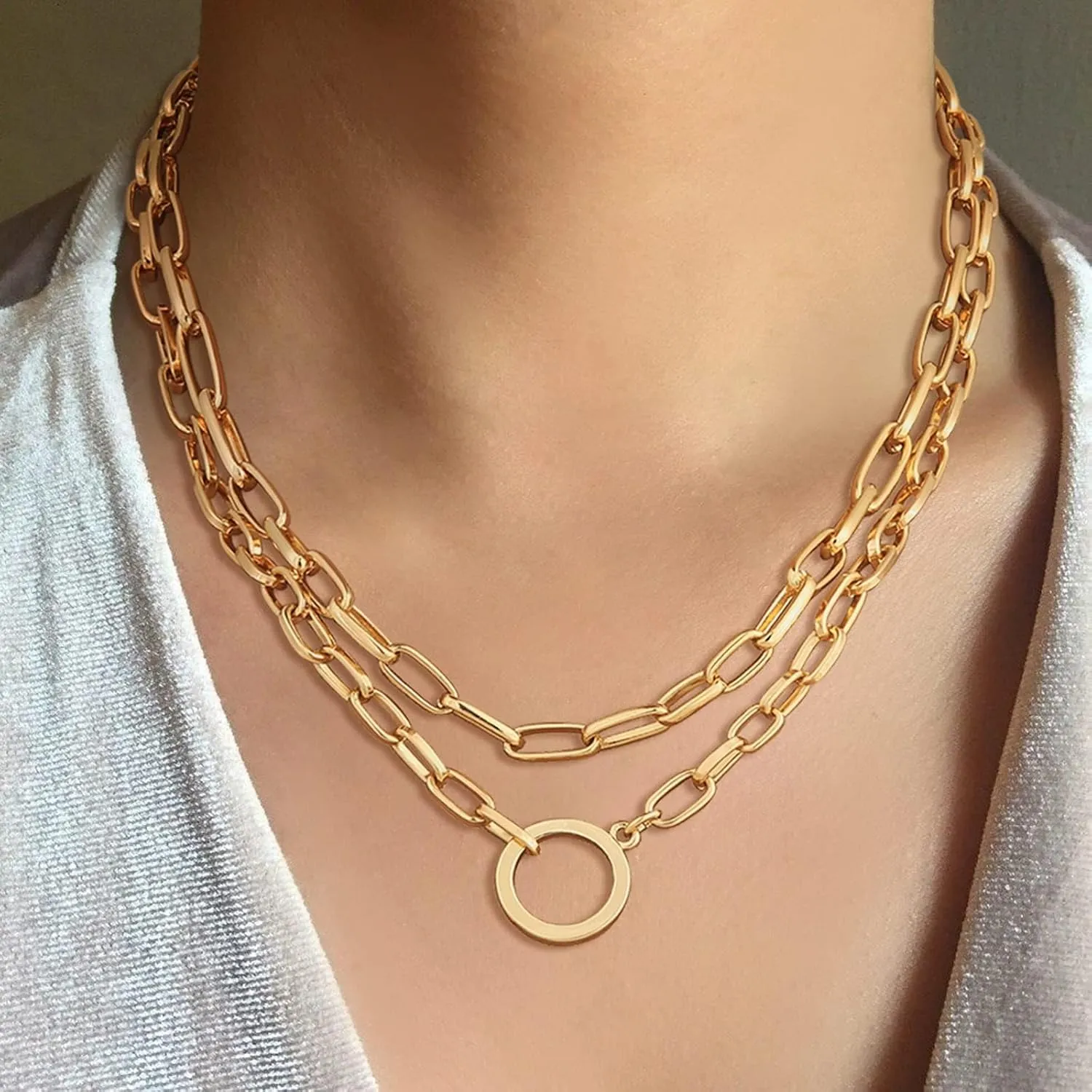 Planch Coin Multilayer Black Necklace:Gold Sliver Long Chain Necklace for Women 14k Gold Plated Lock Eye Snake Pendant Jewelry Gifts