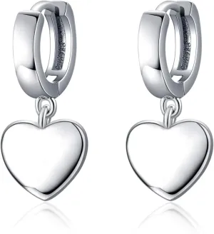 POPLYKE Sterling Silver Black Hanging Cross/Lightning/Heart/triangle Hoop Earrings for Men Women