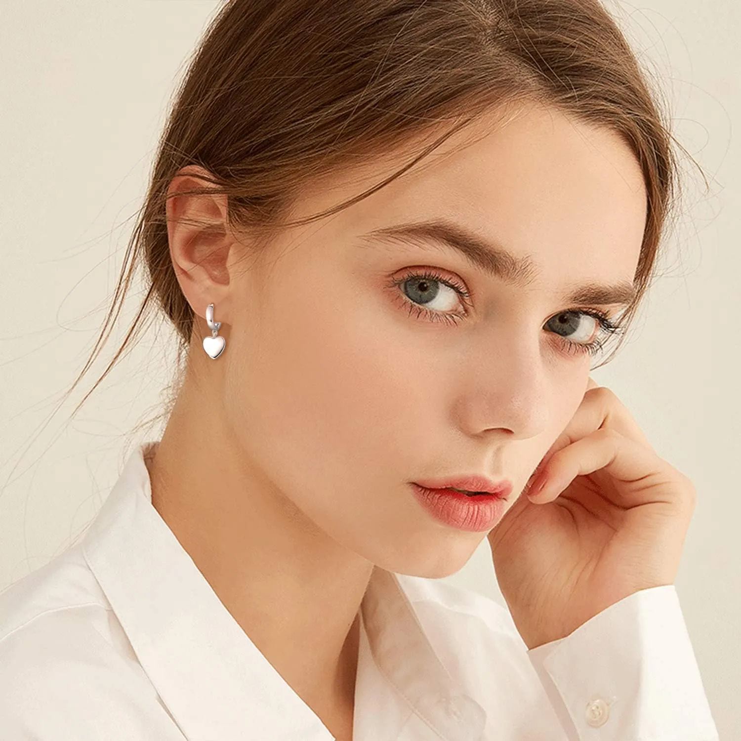 POPLYKE Sterling Silver Black Hanging Cross/Lightning/Heart/triangle Hoop Earrings for Men Women