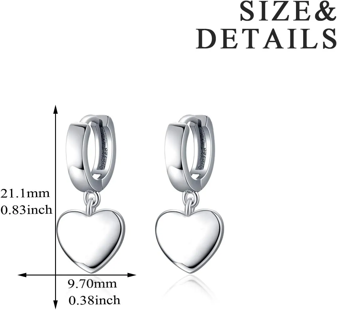 POPLYKE Sterling Silver Black Hanging Cross/Lightning/Heart/triangle Hoop Earrings for Men Women