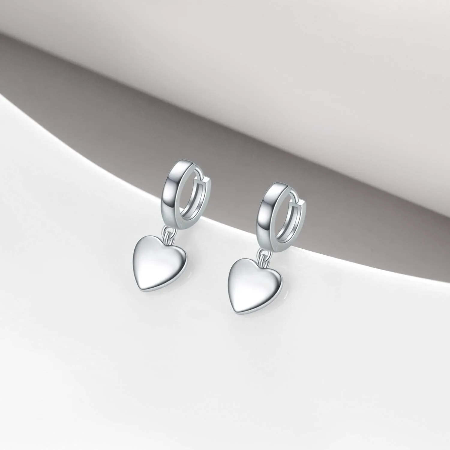 POPLYKE Sterling Silver Black Hanging Cross/Lightning/Heart/triangle Hoop Earrings for Men Women