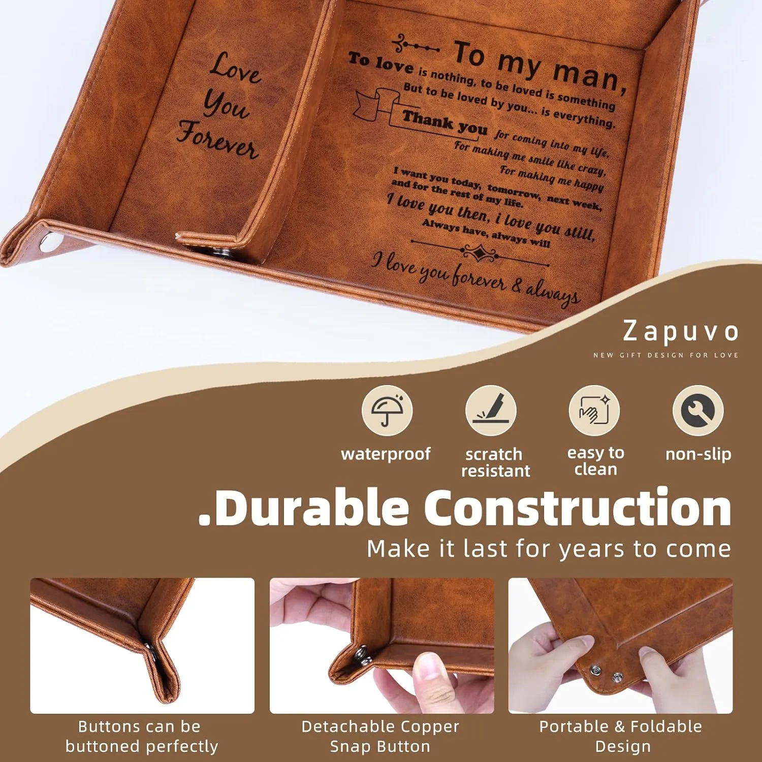 PU Leather Tray and Keychain, Unique Gifts for Him Boyfriend from Girlfriend, Gifts Ideas for Husband Anniversary from Wife, Sentimental Gifts for Him Birthday