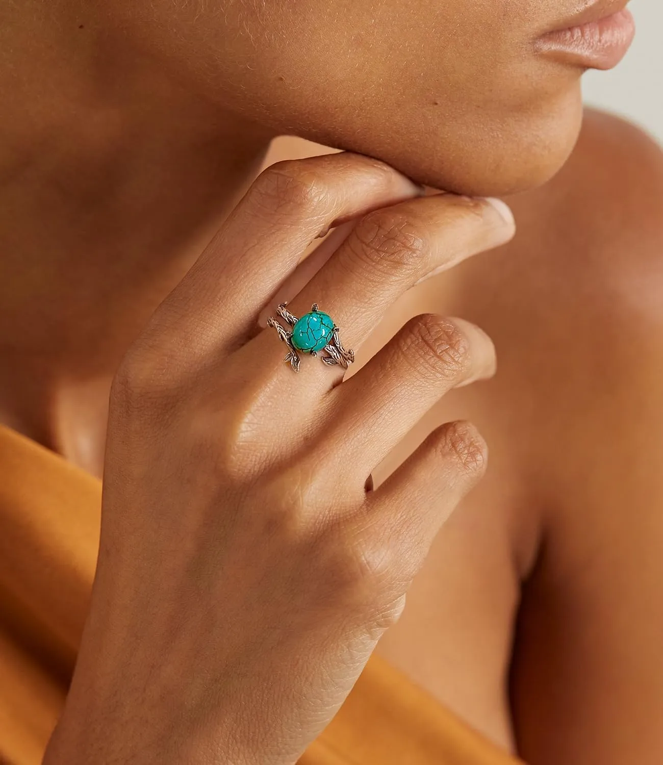 Real Turquoise Rings for Women 925 Sterling Silver with Genuine Oval Gemstone Vintage Boho Style Ring Jewelry for Her