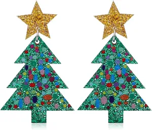 Red Crystal Bell Christmas Hat Earrings Santa Claus Christmas Tree Dangle Earrings Asymmetric Elk Santa Hat Butterfly Bell Christmas Earrings Rhinestone Stud Earrings for Women