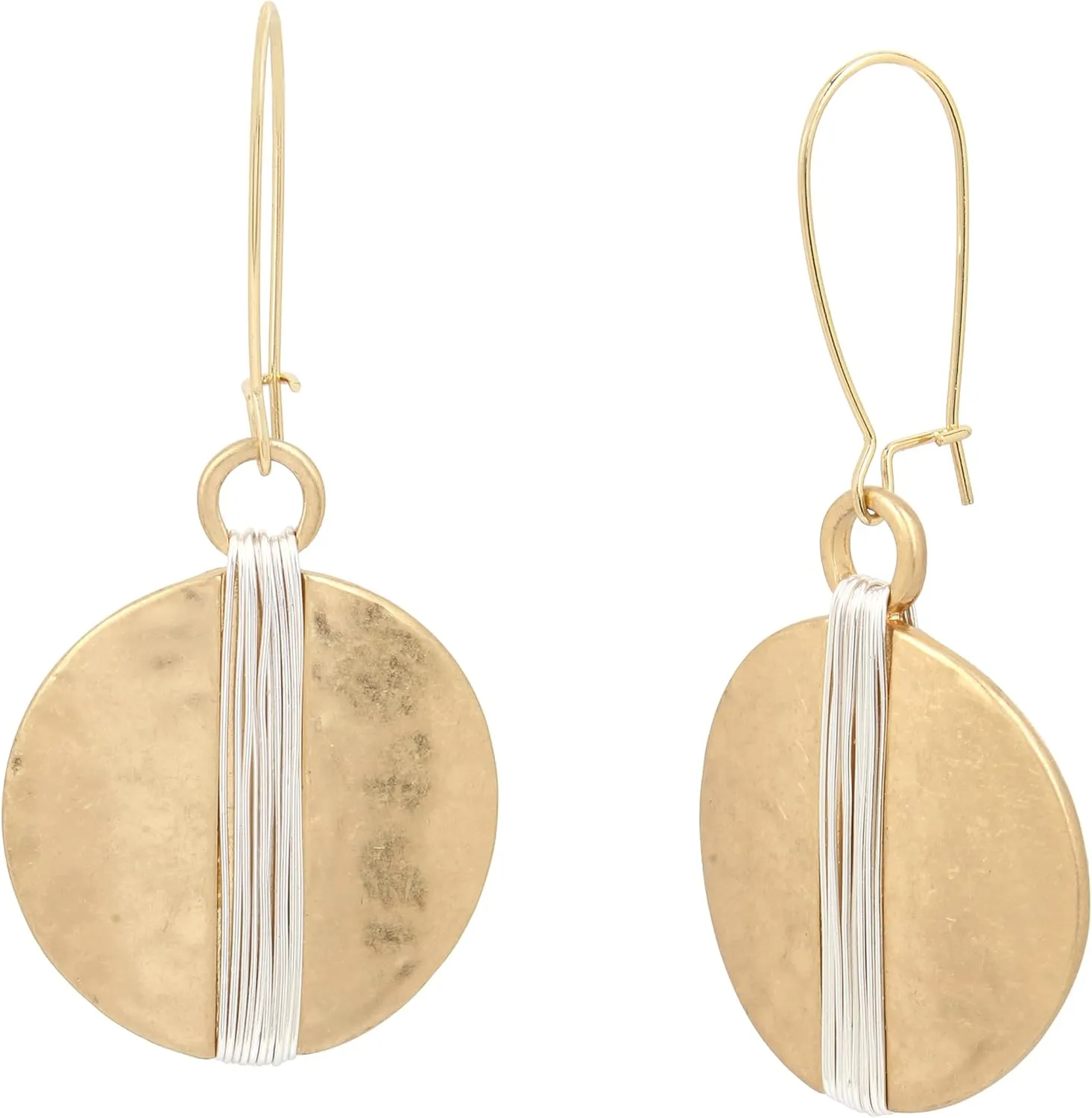 Robert Lee Morris Soho Womens Statement Two-Tone Wire Wrapped Circle Dangle Earrings