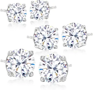Ross-Simons 6.00 ct. t.w. CZ Jewelry Set: 3 Pairs Of Stud Earrings in Sterling Silver