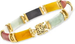 Ross-Simons Good Fortune Jade Bracelet in 18kt Gold Over Sterling