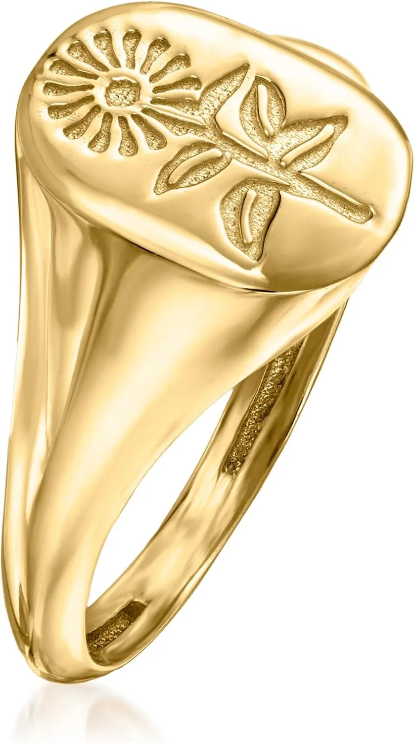 Ross-Simons Italian 14kt Yellow Gold Sunflower Signet Ring
