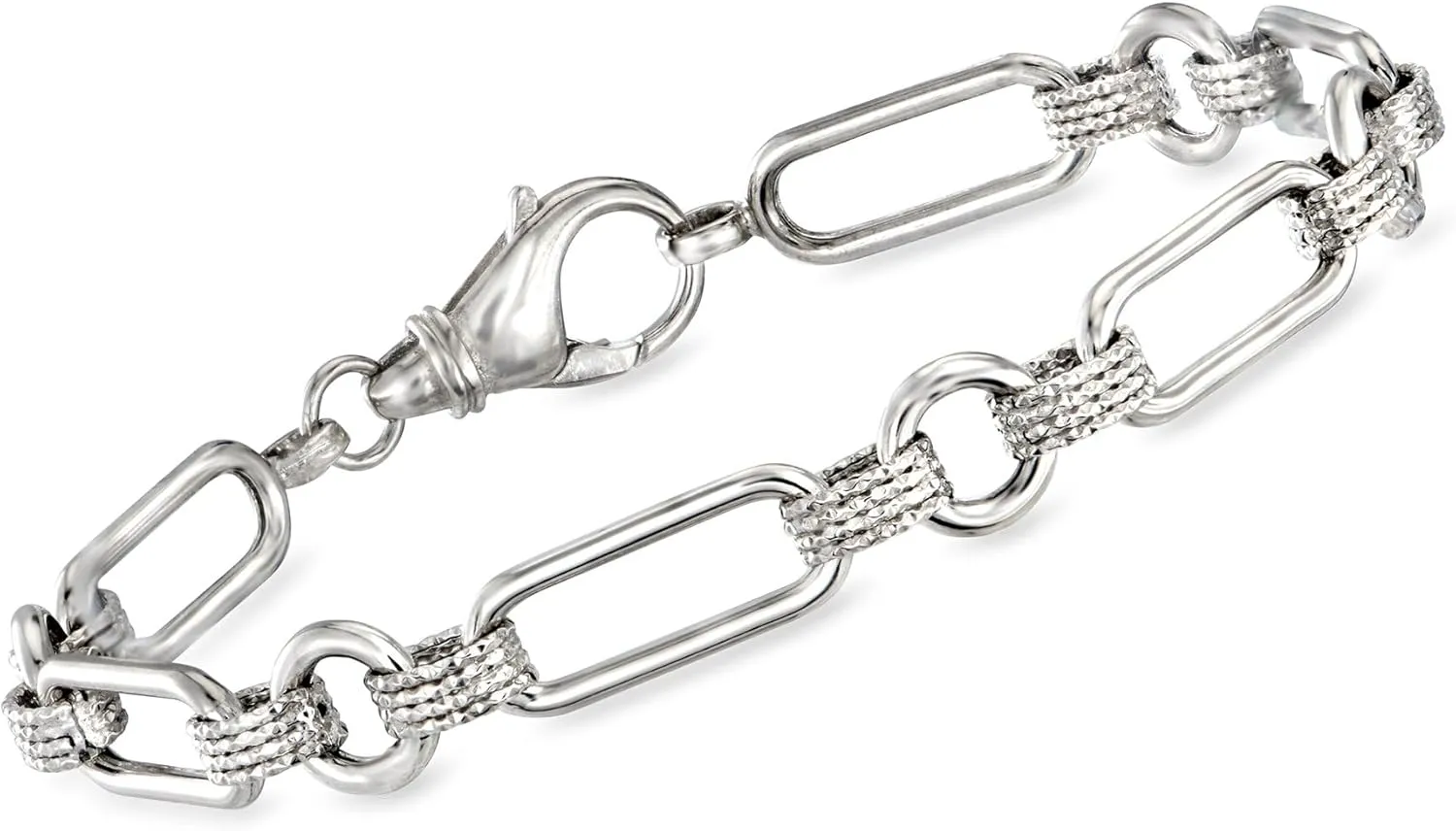 Ross-Simons Sterling Silver Oval and Paper Clip Link Bracelet